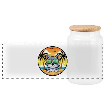 Australische Nebelkatzenrasse Cartoon Sonnenbrille Strand - Panorama Keksdose mit Holzdeckel - Weiß - Vorne