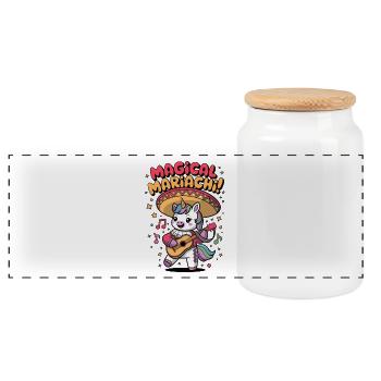 Magical Mariachi - Panoramic Cookie Jar with Wooden Lid - white - Front