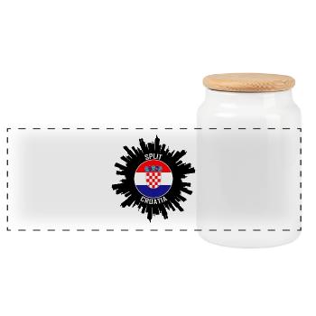 Split Skyline Kroatien Flagge Reise-Souvenir - Panorama Keksdose mit Holzdeckel - Weiß - Vorne