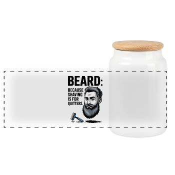 BEARD: Because Shaving Is For Quitters - Panoramic Cookie Jar with Wooden Lid - white - Front