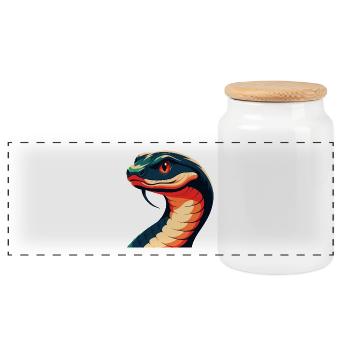 Serpent Dessin animé Personnage Animal de compagnie coloré - Boîte à biscuits avec couvercle en bois - blanc - Devant
