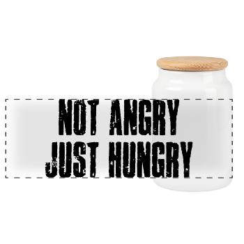 not angry, just hungry - bin nicht verärgert, nur - Panorama Keksdose mit Holzdeckel - Weiß - Vorne