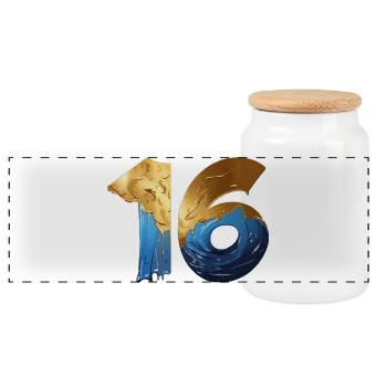 NO. 16 NUMBER 16 COOL 16TH BIRTHDAY - Panoramic Cookie Jar with Wooden Lid - white - Front