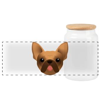 Französische Bulldoge - Frenchie - Bully - Zunge - Panorama Keksdose mit Holzdeckel - Weiß - Vorne