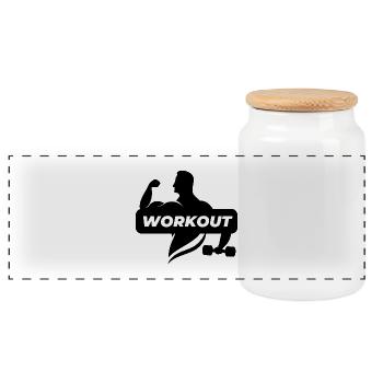 Bodybuilder Gym Zitate motivierende Zitate Workout - Panorama Keksdose mit Holzdeckel - Weiß - Vorne
