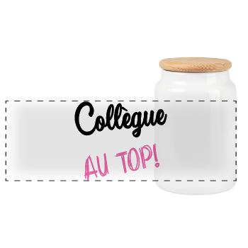 COLLEGUE. HUMOUR. RETRAITE. RETRAITE. RETRAITEE - Boîte à biscuits avec couvercle en bois - blanc - Devant