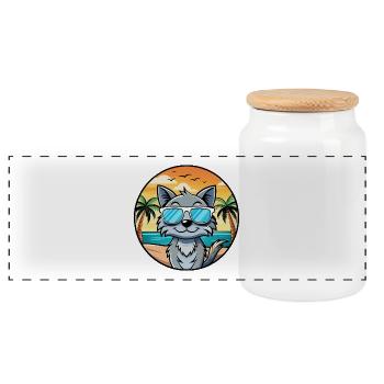 Australische Nebelkatzenrasse Cartoon Sonnenbrille Strand - Panorama Keksdose mit Holzdeckel - Weiß - Vorne