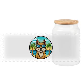 Lapponischer Hirte Hund Rasse Karikatur Sonnenbrille Strand - Panorama Keksdose mit Holzdeckel - Weiß - Vorne