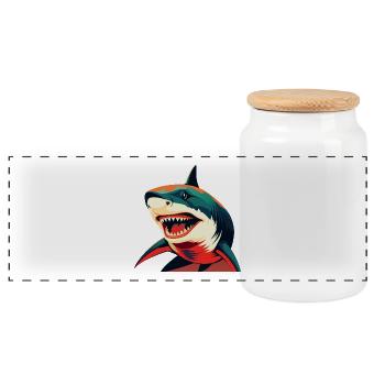 Requin Dessin Animé Personnage Animal De Compagnie Coloré - Boîte à biscuits avec couvercle en bois - blanc - Devant