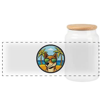 Serbischer dreifarbiger Laufhund Rasse Cartoon Strand - Panorama Keksdose mit Holzdeckel - Weiß - Vorne