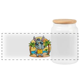 Esel Lustige Cartoon Sommer Strand Sonnenbrille - Panorama Keksdose mit Holzdeckel - Weiß - Vorne