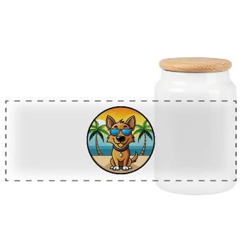 Jamthund Dog Breed Cartoon Sunglasses Beach - Panoramic Cookie Jar with Wooden Lid - white - Front