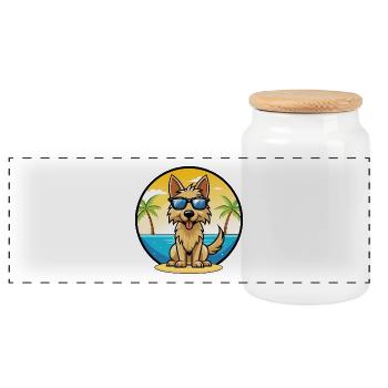 Berger Picard Hunderasse Cartoon Sonnenbrille Strand - Panorama Keksdose mit Holzdeckel - Weiß - Vorne