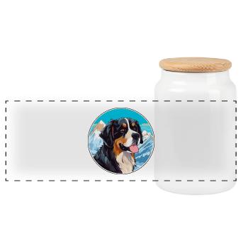 Berger De Beauce Hunderasse Cartoon Kawaii Watercol - Panorama Keksdose mit Holzdeckel - Weiß - Vorne