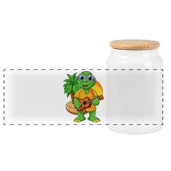Lustige Schildkröte Sommer Strand Sonnenbrille Hawaiian - Panorama Keksdose mit Holzdeckel - Weiß - Vorne