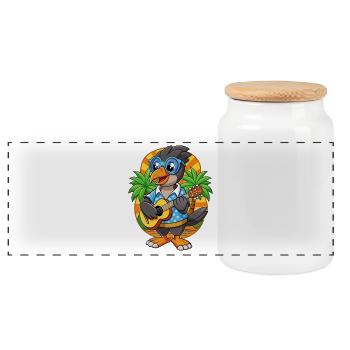 Lustige Elster Cartoon Sommer Strand Sonnenbrille - Panorama Keksdose mit Holzdeckel - Weiß - Vorne