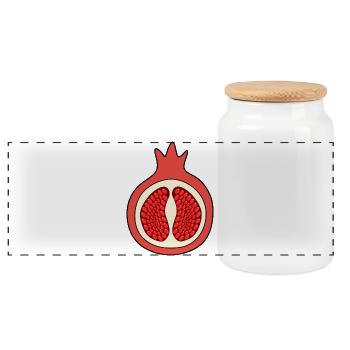 Pomegranate apple fruit red red fruits vegan - Panoramic Cookie Jar with Wooden Lid - white - Front