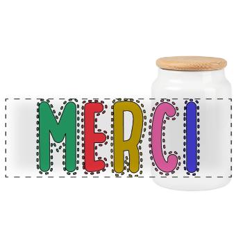 MERCI. MAÎTRESSE. MAÎTRE. MERCI MAÎTRESSE - Boîte à biscuits avec couvercle en bois - blanc - Devant