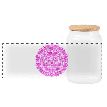 Techno Music Logo - Panoramic Cookie Jar with Wooden Lid - white - Front