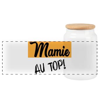 granny - Panoramic Cookie Jar with Wooden Lid - white - Front