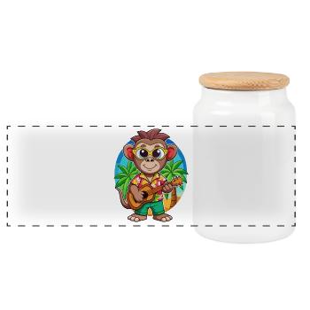 Funny Monkey Cartoon Summer Beach Sunglasses - Panoramic Cookie Jar with Wooden Lid - white - Front
