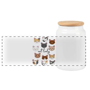 Cat Lady - Panorama Keksdose mit Holzdeckel - Weiß - Vorne