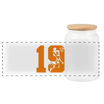 NUMBER 19 BASKETBALL 19TH BIRTHDAY - Panoramic Cookie Jar with Wooden Lid - white - Front