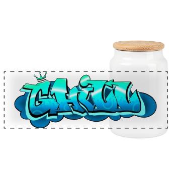 CHILL Graffiti Style – Cool & Urban - Panorama Keksdose mit Holzdeckel - Weiß - Vorne
