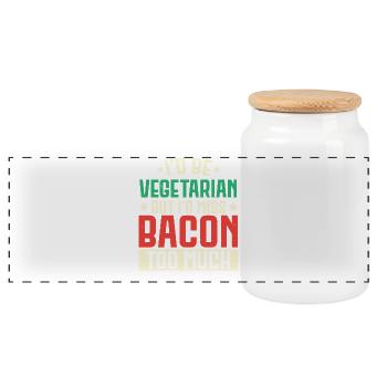 Ich würde Vegetarier sein, aber ich würde Speck ve - Panorama Keksdose mit Holzdeckel - Weiß - Vorne