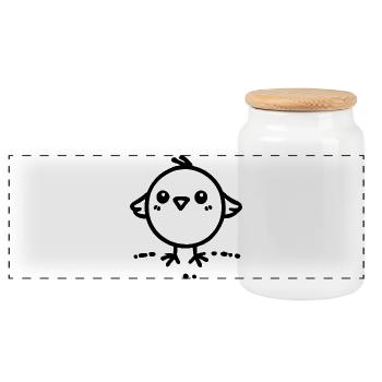 Cheeky Chick - Panoramic Cookie Jar with Wooden Lid - white - Front