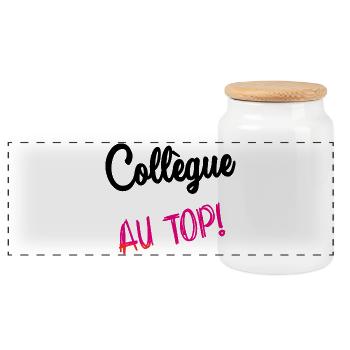 COLLEGUE. HUMOUR. RETRAITE. RETRAITE. RETRAITEE - Boîte à biscuits avec couvercle en bois - blanc - Devant