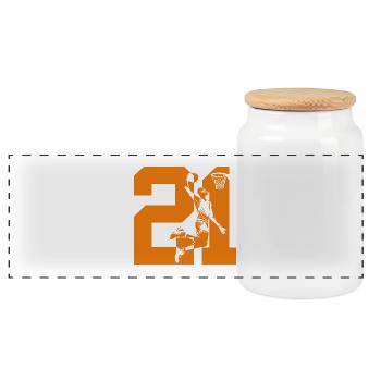 NUMBER 21 BASKETBALL 21ST BIRTHDAY - Panoramic Cookie Jar with Wooden Lid - white - Front