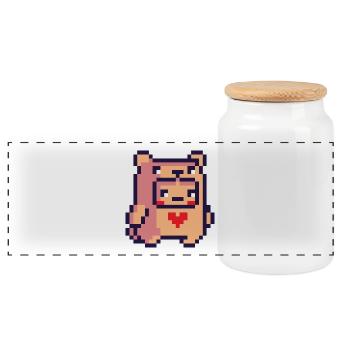 Pixel - Panoramic Cookie Jar with Wooden Lid - white - Front
