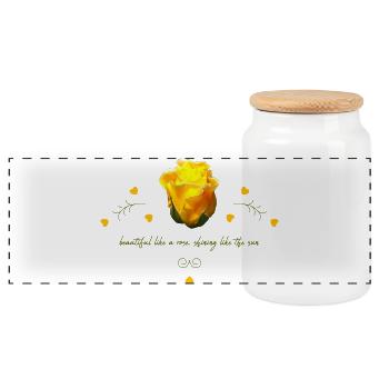rose beautiful yellow rose - Panorama Keksdose mit Holzdeckel - Weiß - Vorne