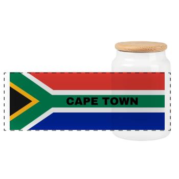 Le Cap dans le drapeau sud-africain - Boîte à biscuits avec couvercle en bois - blanc - Devant