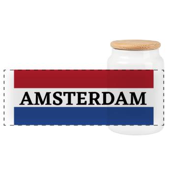 La ville d’Amsterdam dans le drapeau néerlandais - Boîte à biscuits avec couvercle en bois - blanc - Devant