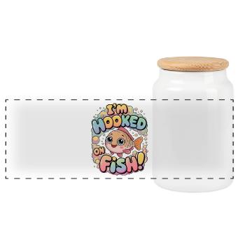 I'm Hooked On Fish - Panoramic Cookie Jar with Wooden Lid - white - Front