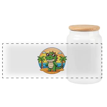 Krokodil Lustige Cartoon Sommer Strand Sonnenbrille - Panorama Keksdose mit Holzdeckel - Weiß - Vorne