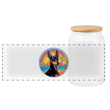 Spielzeug Manchester Terrier Hunderasse Bunte Karikatur - Panorama Keksdose mit Holzdeckel - Weiß - Vorne