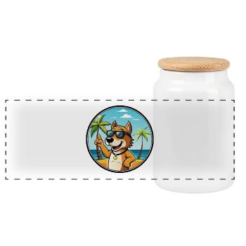 Auvergne Vorstehhund Rasse Cartoon Sonnenbrille Strand - Panorama Keksdose mit Holzdeckel - Weiß - Vorne