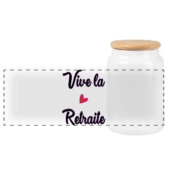 RETIREMENT. RETIREMENT. RETIRED. HAPPY RETIREMENT - Panoramic Cookie Jar with Wooden Lid - white - Front