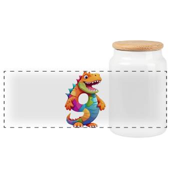 DINO 9 YEARS DINOSAUR NUMBER 9TH BIRTHDAY - Panoramic Cookie Jar with Wooden Lid - white - Front