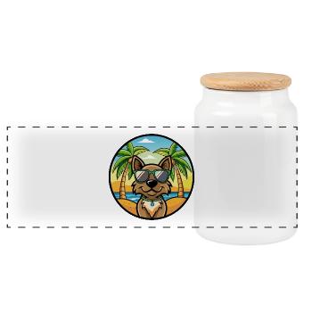 Cao Da Serra De Aires Lunettes de soleil de dessin animé de race de chien - Boîte à biscuits avec couvercle en bois - blanc - Devant