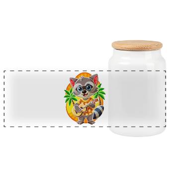 Lustige Waschbär Sommer Strand Sonnenbrille Hawaiianisch - Panorama Keksdose mit Holzdeckel - Weiß - Vorne