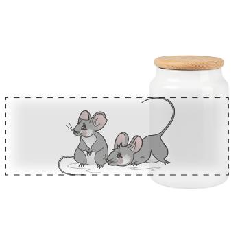 Mouse mouse children women birthday - Panoramic Cookie Jar with Wooden Lid - white - Front
