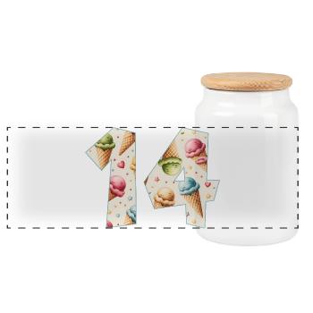 CREAM NUMÉRO 14 ANS CREAM 14E ANNIVERSAIRE - Boîte à biscuits avec couvercle en bois - blanc - Devant