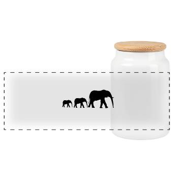 famille éléphant - Boîte à biscuits avec couvercle en bois - blanc - Devant