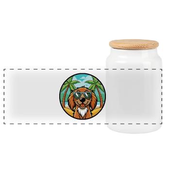 Boykin Spaniel Hunderasse Cartoon Sonnenbrille Strand - Panorama Keksdose mit Holzdeckel - Weiß - Vorne