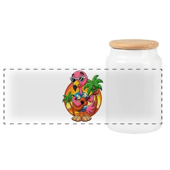Lustige Flamingo Sommer Strand Sonnenbrille Hawaiianisch - Panorama Keksdose mit Holzdeckel - Weiß - Vorne
