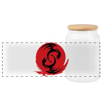 Cercle du Dragon Rouge - Boîte à biscuits avec couvercle en bois - blanc - Devant